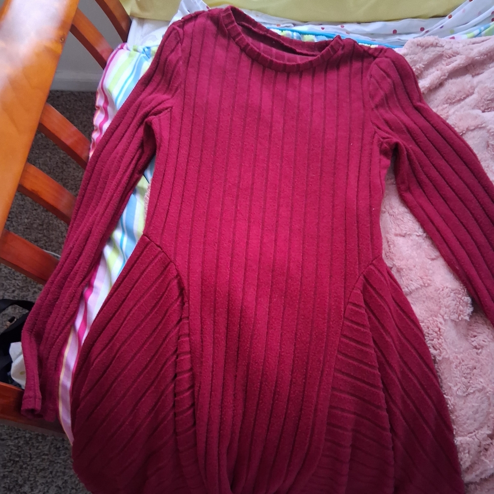 SHEIN Burgundy Long Sleeve Dress